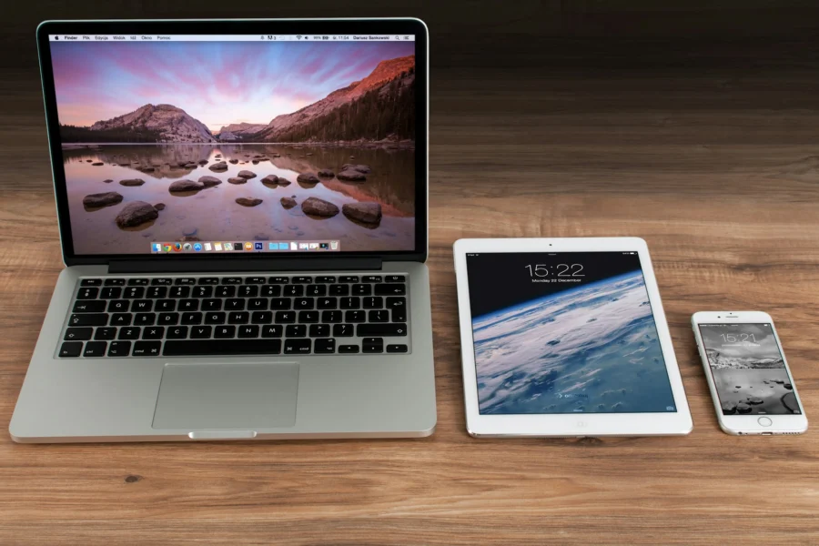 Laptop, tablet and smartphone on a desk