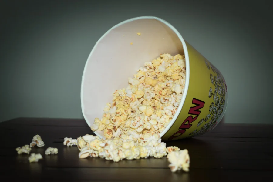 Popcorn spilling from a bowl