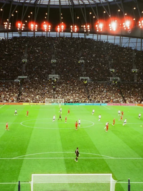 Packed stadium under the lights
